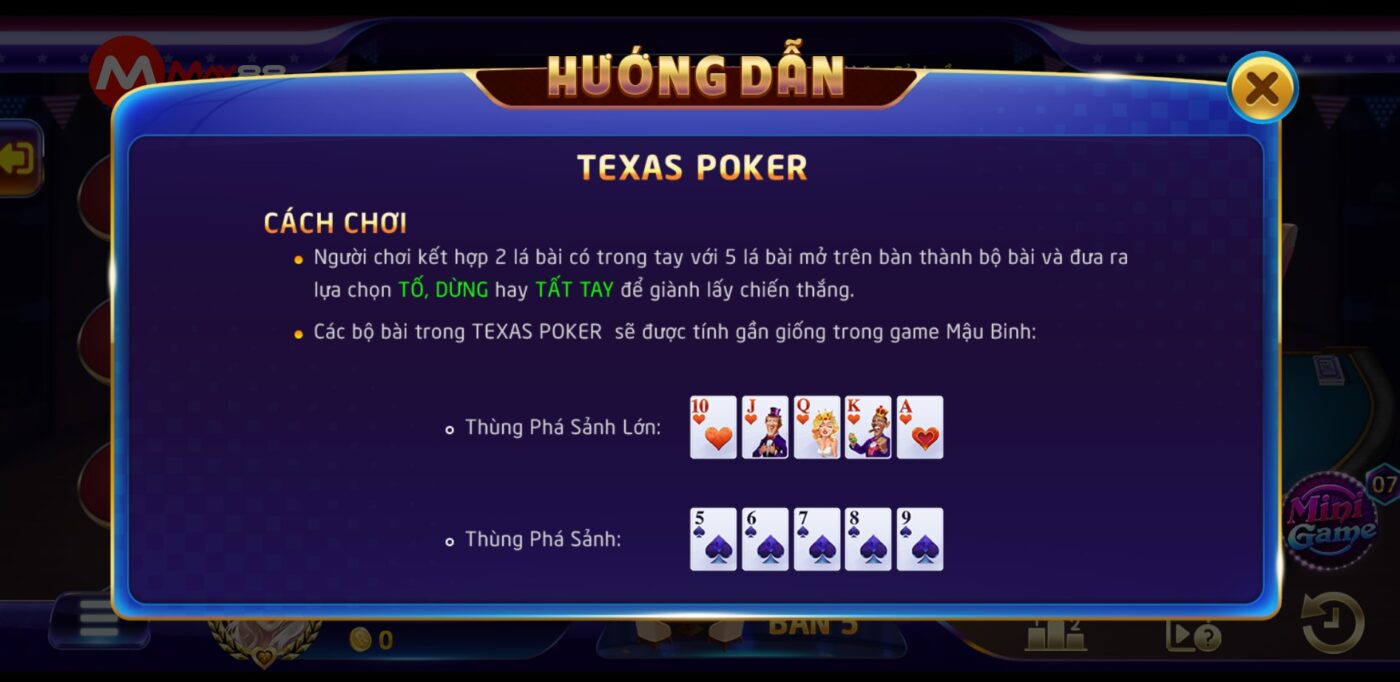 Hướng dẫn truy cập link vao May88 để tham gia game bài texas Poker